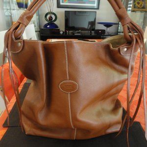 TOD´S SACCA Tote Handbag - Brown Leather - Satchel - Size Large.